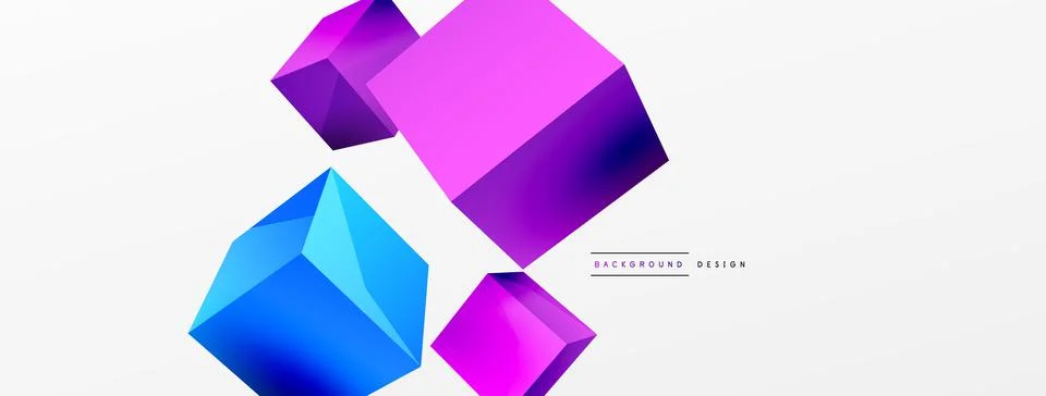 3d vector abstract background. Flying cubes composition. Trendy techno business Illustrazione stock