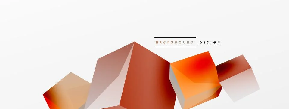 3d vector abstract background. Flying cubes composition. Trendy techno business Illustrazione stock