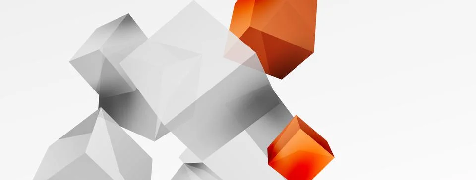 3d vector abstract background. Flying cubes composition. Trendy techno business Stock Illustration