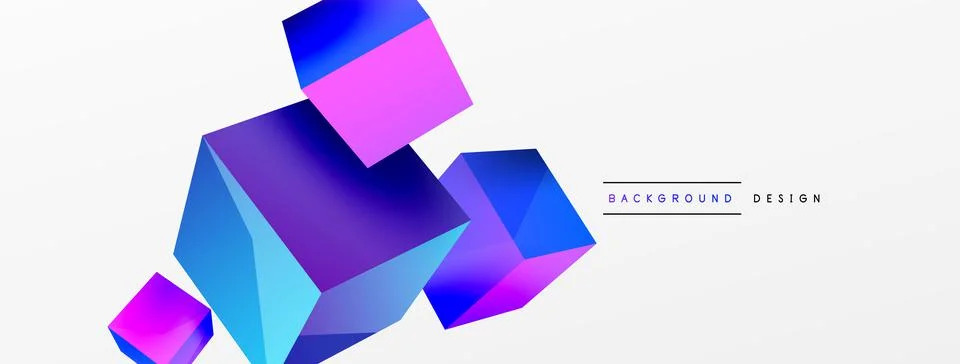 3d vector abstract background. Flying cubes composition. Trendy techno business Stock Illustration