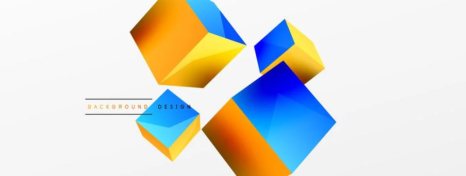 3d vector abstract background. Flying cubes composition. Trendy techno business 스톡 일러스트