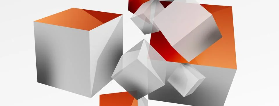 3d vector abstract background. Flying cubes composition. Trendy techno business Stock Illustration