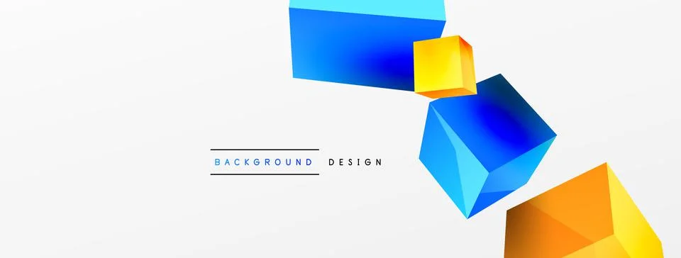 3d vector abstract background. Flying cubes composition. Trendy techno business Stock Illustration