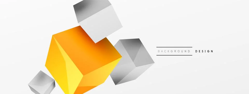 3d vector abstract background. Flying cubes composition. Trendy techno business Stock Illustration
