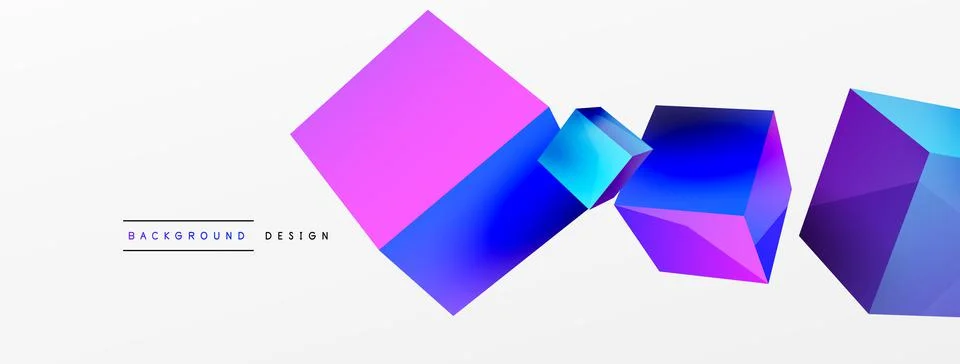 3d vector abstract background. Flying cubes composition. Trendy techno business Stock Illustration