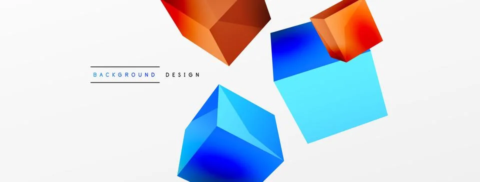 3d vector abstract background. Flying cubes composition. Trendy techno business Stock Illustration