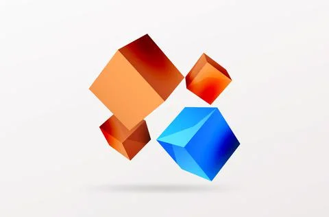 3d vector abstract background. Flying cubes composition. Trendy techno business Stock Illustration