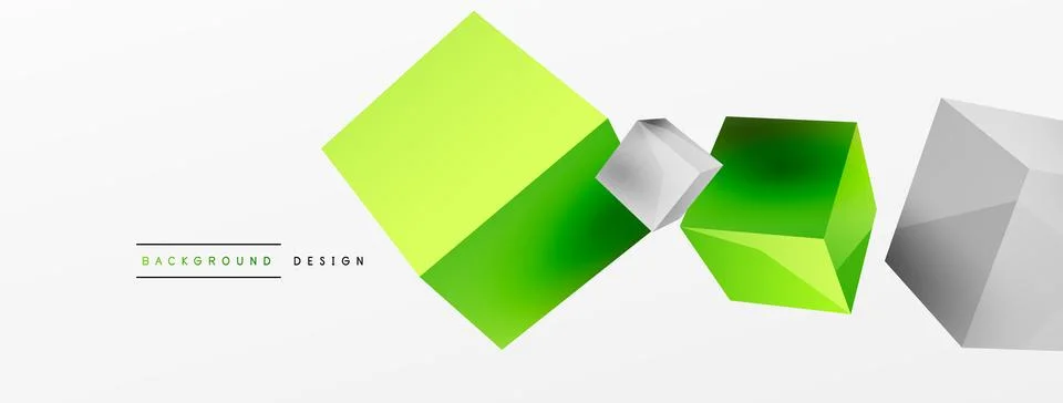 3d vector abstract background. Flying cubes composition. Trendy techno business Stock Illustration