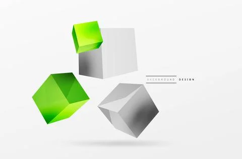 3d vector abstract background. Flying cubes composition. Trendy techno business Stock Illustration