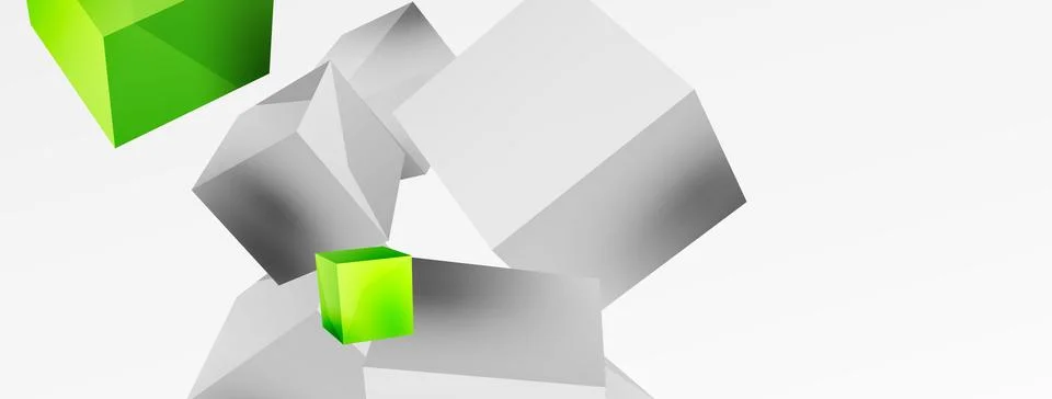 3d vector abstract background. Flying cubes composition. Trendy techno business Stock Illustration