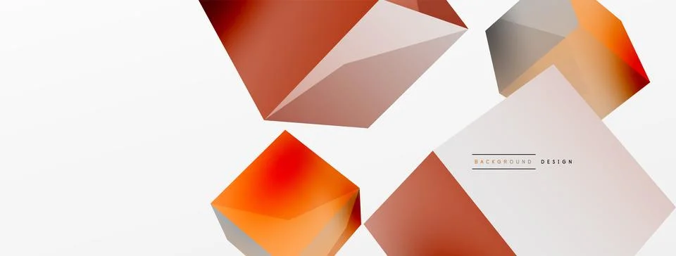 3d vector abstract background. Flying cubes composition. Trendy techno business Illustrazione stock