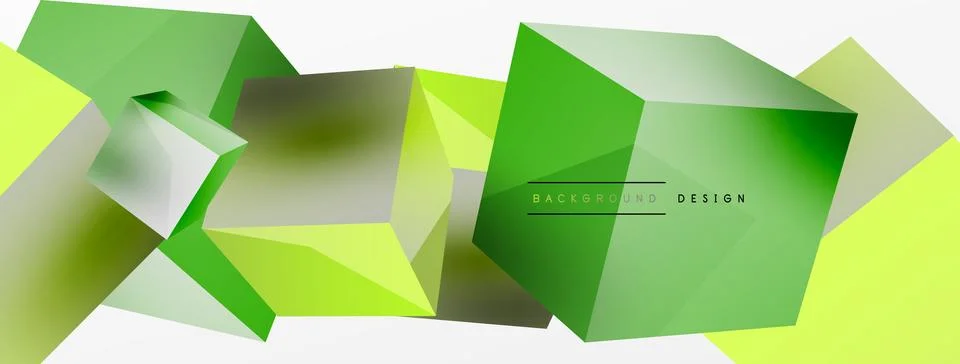 3d vector abstract background. Flying cubes composition. Trendy techno business Stock Illustration