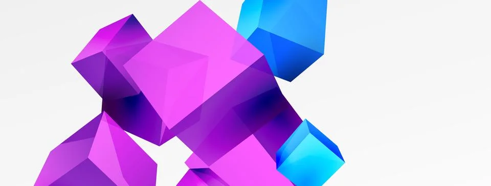 3d vector abstract background. Flying cubes composition. Trendy techno business Stock Illustration