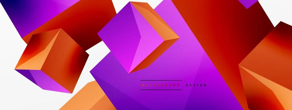 3d vector abstract background. Flying cubes composition. Trendy techno business Stock Illustration