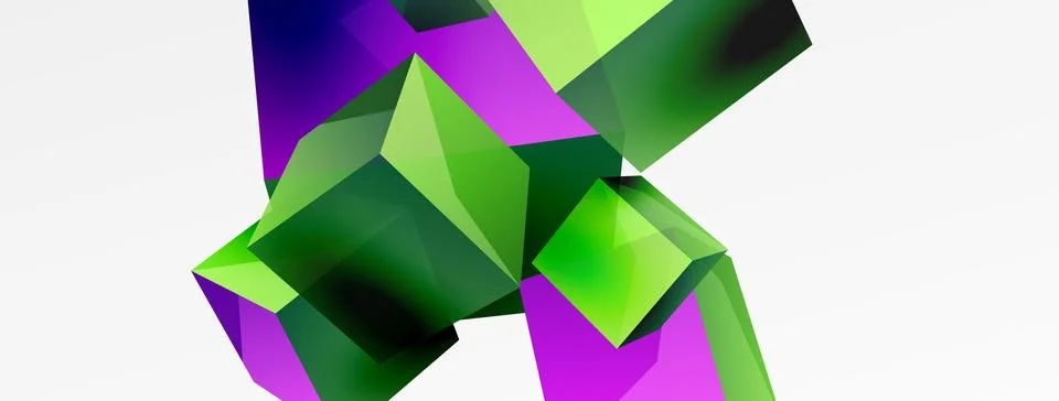 3d vector abstract background. Flying cubes composition. Trendy techno business Stock Illustration