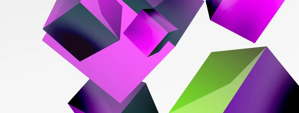 3d vector abstract background. Flying cubes composition. Trendy techno business Stock Illustration
