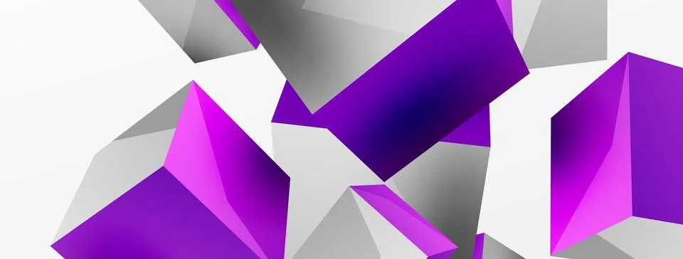 3d vector abstract background. Flying cubes composition. Trendy techno business Stock Illustration