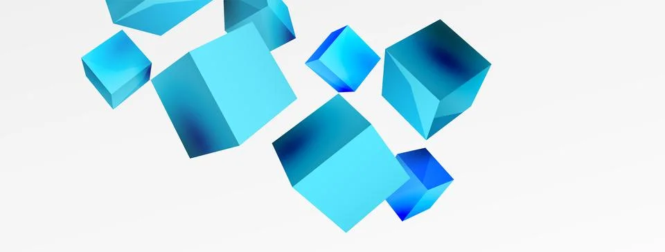 3d vector abstract background. Flying cubes composition. Trendy techno business Stock Illustration