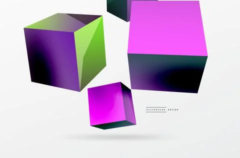 3d vector abstract background. Flying cubes composition. Trendy techno business Stock Illustration