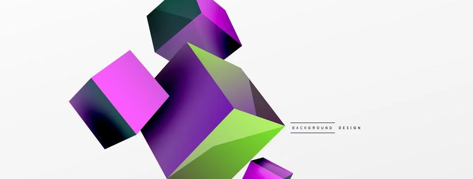 3d vector abstract background. Flying cubes composition. Trendy techno business Illustrazione stock