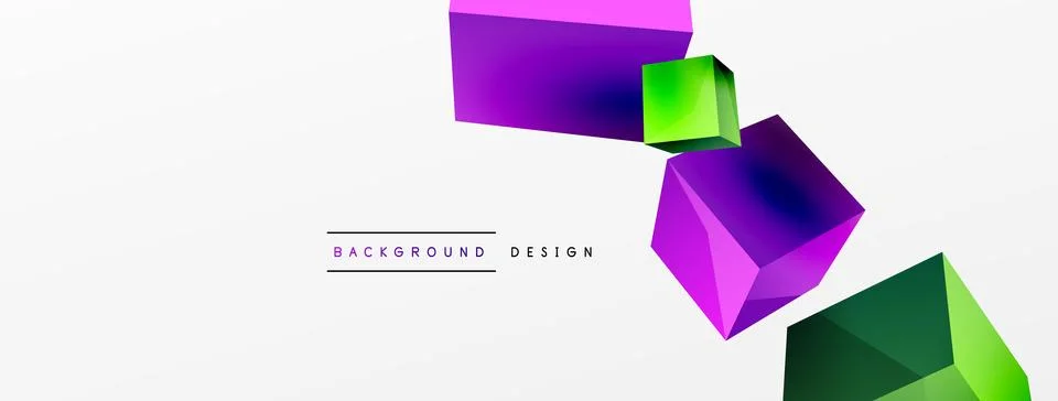 3d vector abstract background. Flying cubes composition. Trendy techno business Stockillustratie