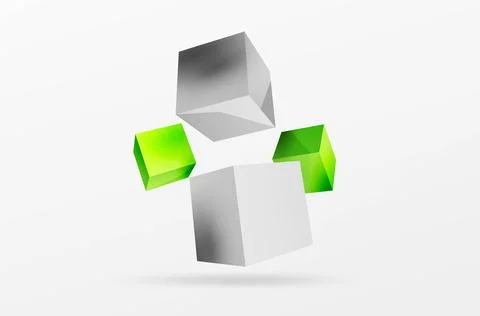 3d vector abstract background. Flying cubes composition. Trendy techno business イラスト素材