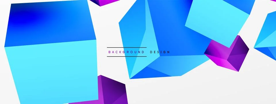3d vector abstract background. Flying cubes composition. Trendy techno business Illustrazione stock