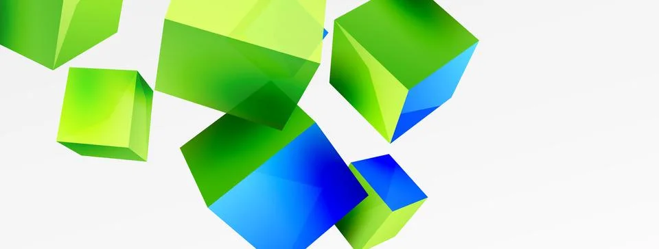 3d vector abstract background. Flying cubes composition. Trendy techno business Stock Illustration