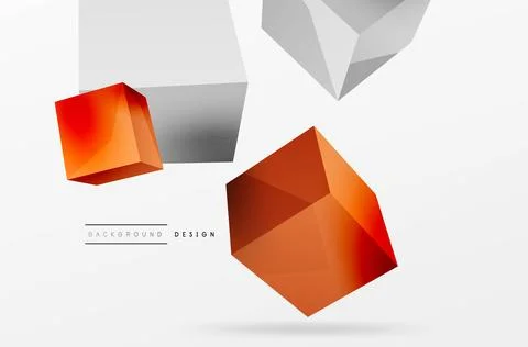 3d vector abstract background. Flying cubes composition. Trendy techno business Stock Illustration