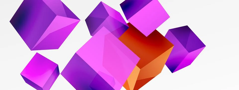 3d vector abstract background. Flying cubes composition. Trendy techno business Stock Illustration