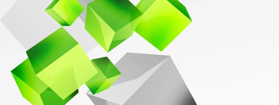 3d vector abstract background. Flying cubes composition. Trendy techno business Stock Illustration