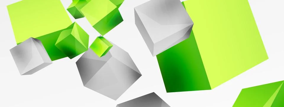 3d vector abstract background. Flying cubes composition. Trendy techno business Stock Illustration