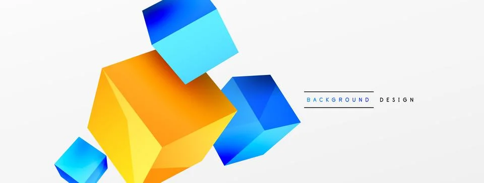 3d vector abstract background. Flying cubes composition. Trendy techno business Stock Illustration