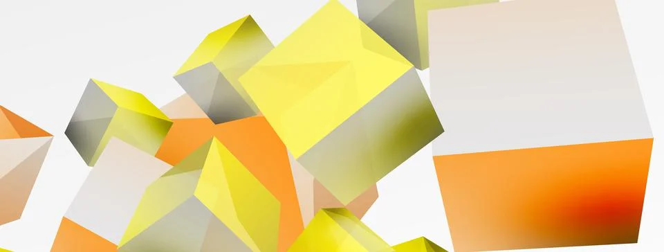 3d vector abstract background. Flying cubes composition. Trendy techno business Stockillustratie