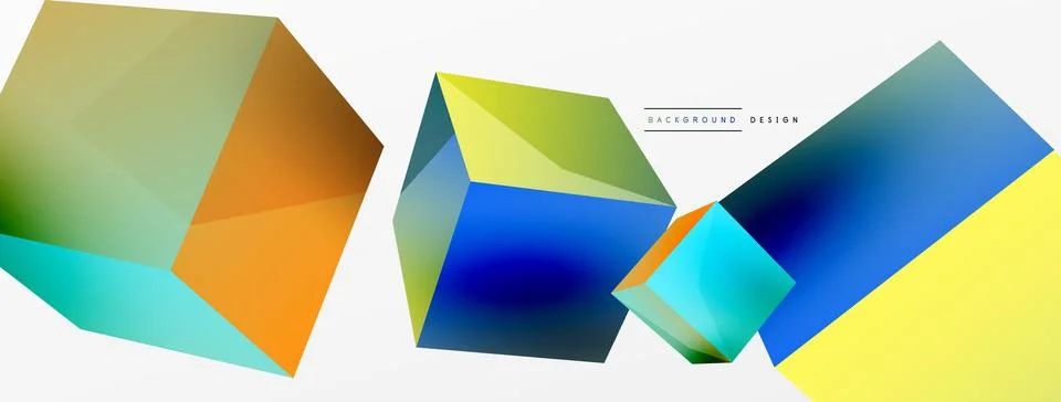 3d vector abstract background. Flying cubes composition. Trendy techno business Stock Illustration