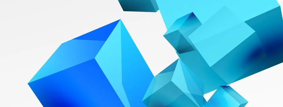 3d vector abstract background. Flying cubes composition. Trendy techno business Stock Illustration