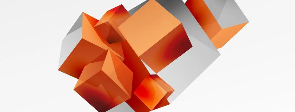 3d vector abstract background. Flying cubes composition. Trendy techno business Illustrazione stock