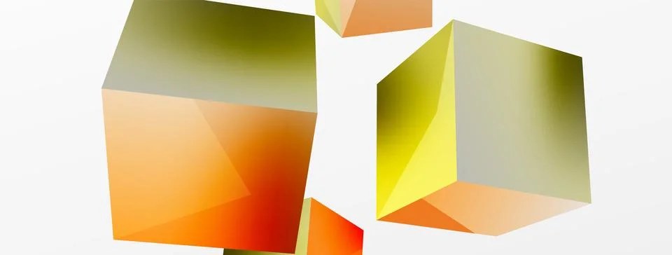 3d vector abstract background. Flying cubes composition. Trendy techno business Stock Illustration