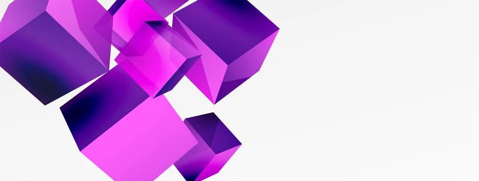 3d vector abstract background. Flying cubes composition. Trendy techno business Stock Illustration
