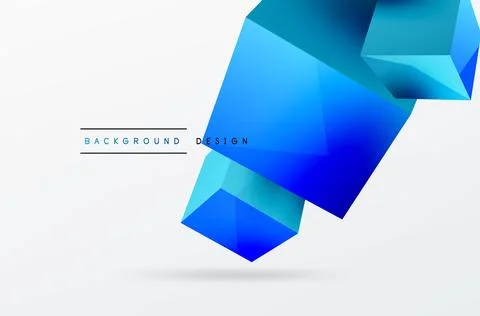 3d vector abstract background. Flying cubes composition. Trendy techno business Stock Illustration