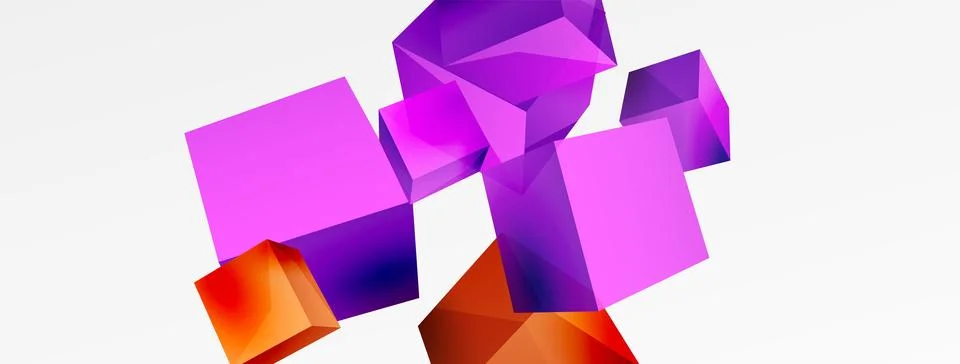 3d vector abstract background. Flying cubes composition. Trendy techno business イラスト素材