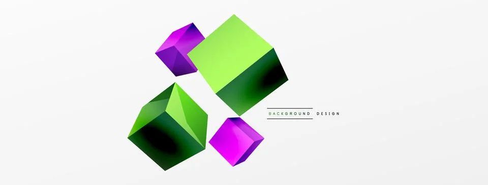 3d vector abstract background. Flying cubes composition. Trendy techno business Stock Illustration