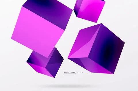 3d vector abstract background. Flying cubes composition. Trendy techno business Stock Illustration