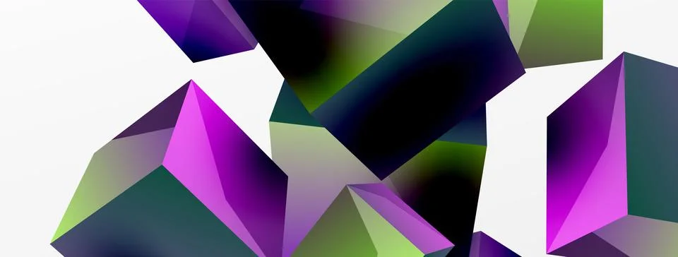 3d vector abstract background. Flying cubes composition. Trendy techno business Stock Illustration