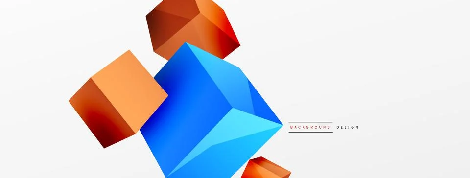 3d vector abstract background. Flying cubes composition. Trendy techno business Stock Illustration