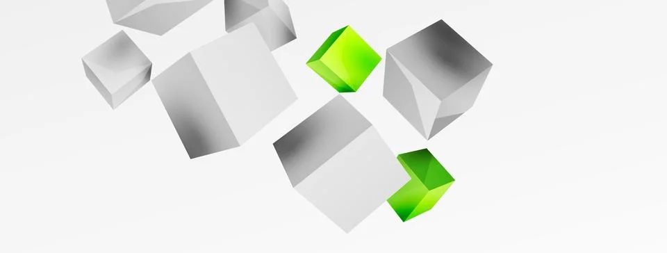 3d vector abstract background. Flying cubes composition. Trendy techno business 스톡 일러스트