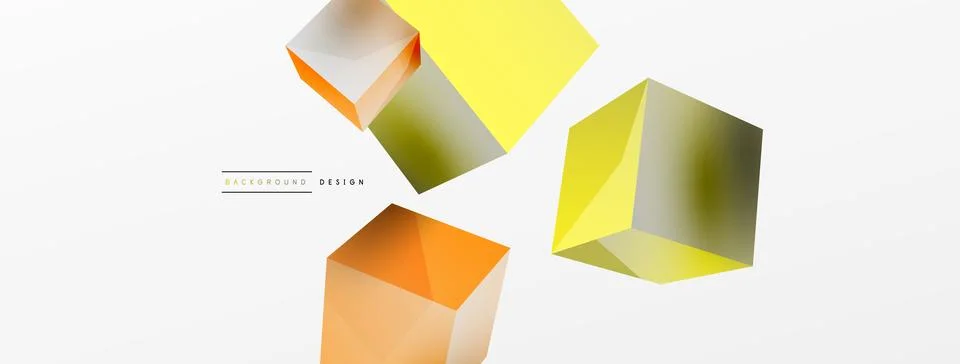 3d vector abstract background. Flying cubes composition. Trendy techno business Stock Illustration