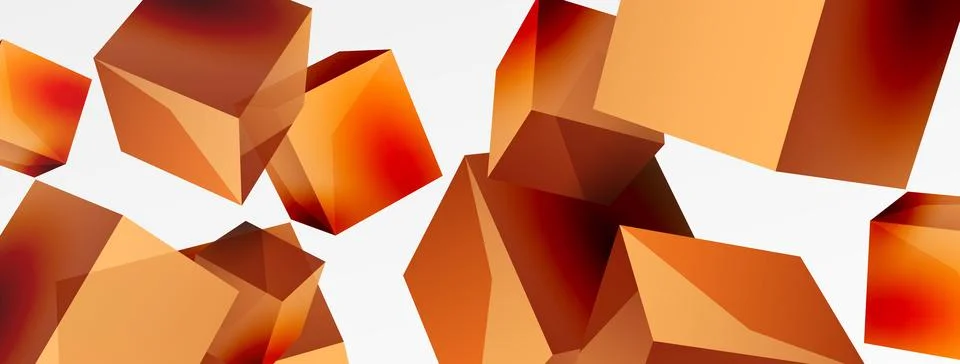 3d vector abstract background. Flying cubes composition. Trendy techno business Stock Illustration