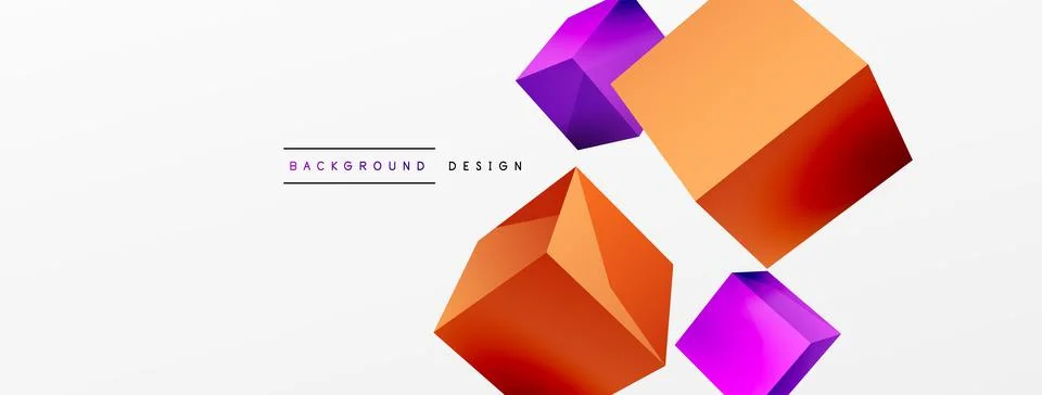 3d vector abstract background. Flying cubes composition. Trendy techno business Stock Illustration