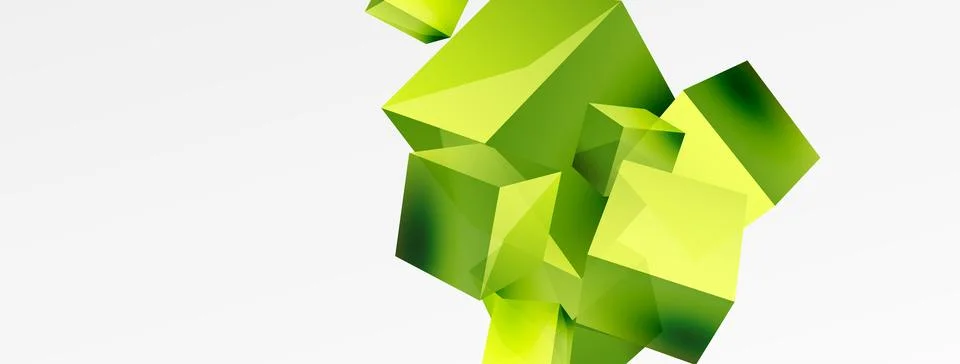 3d vector abstract background. Flying cubes composition. Trendy techno business Illustrazione stock